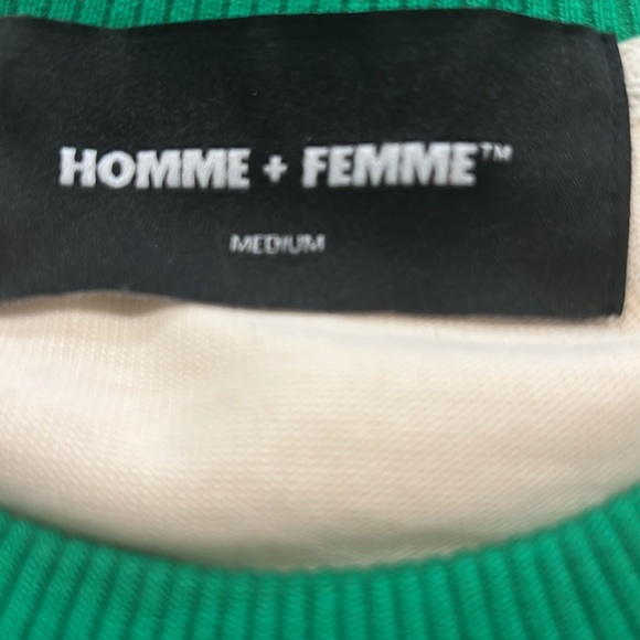 Homme + Femme Logo T-shirt Size M Tan/Green NWOT - Picture 4 of 4